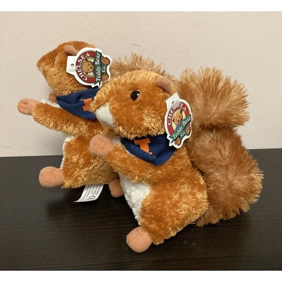 Chelsea Teddy Bear Co. Realistic Brown Squirrels Plush Wearing U Of I Kerchiefs - Picture 3 of 9